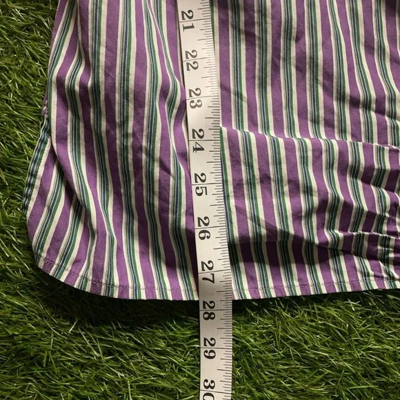 Lauren Ralph Lauren Women's Button Down Shirt 3XL Purple Monogram 3/4 Sleeve - Picture 9 of 12